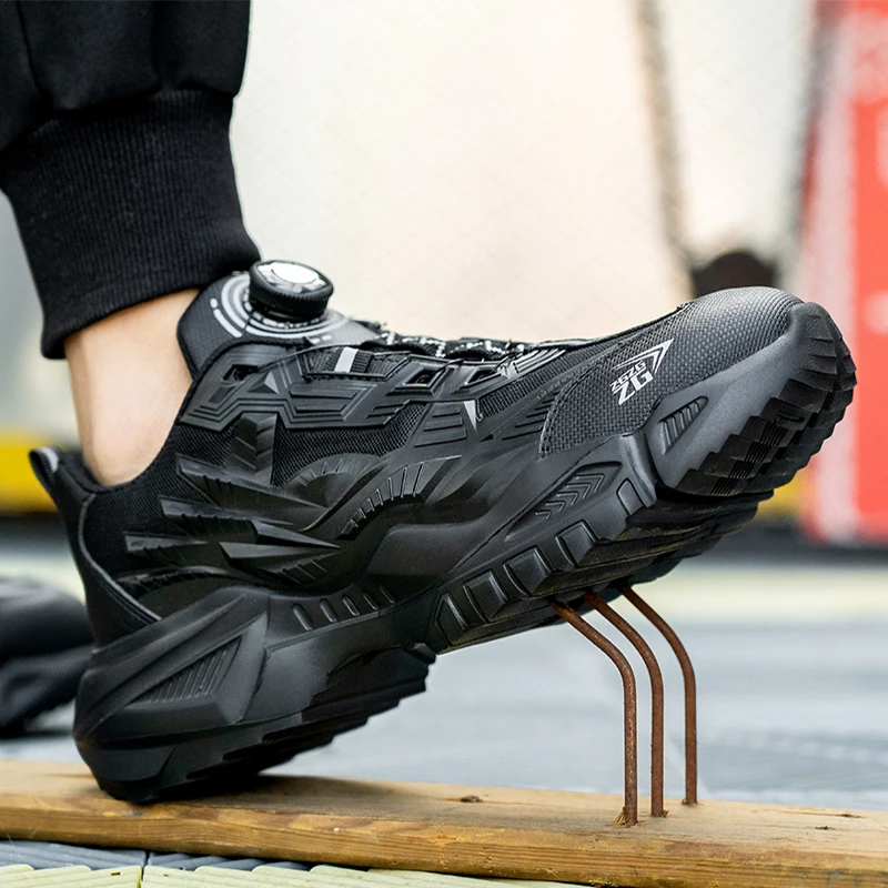 Sapatos Waliantile de segurança para homens, botas à prova de punção, toe masculino sem renda, tênis indestrutível, luxo