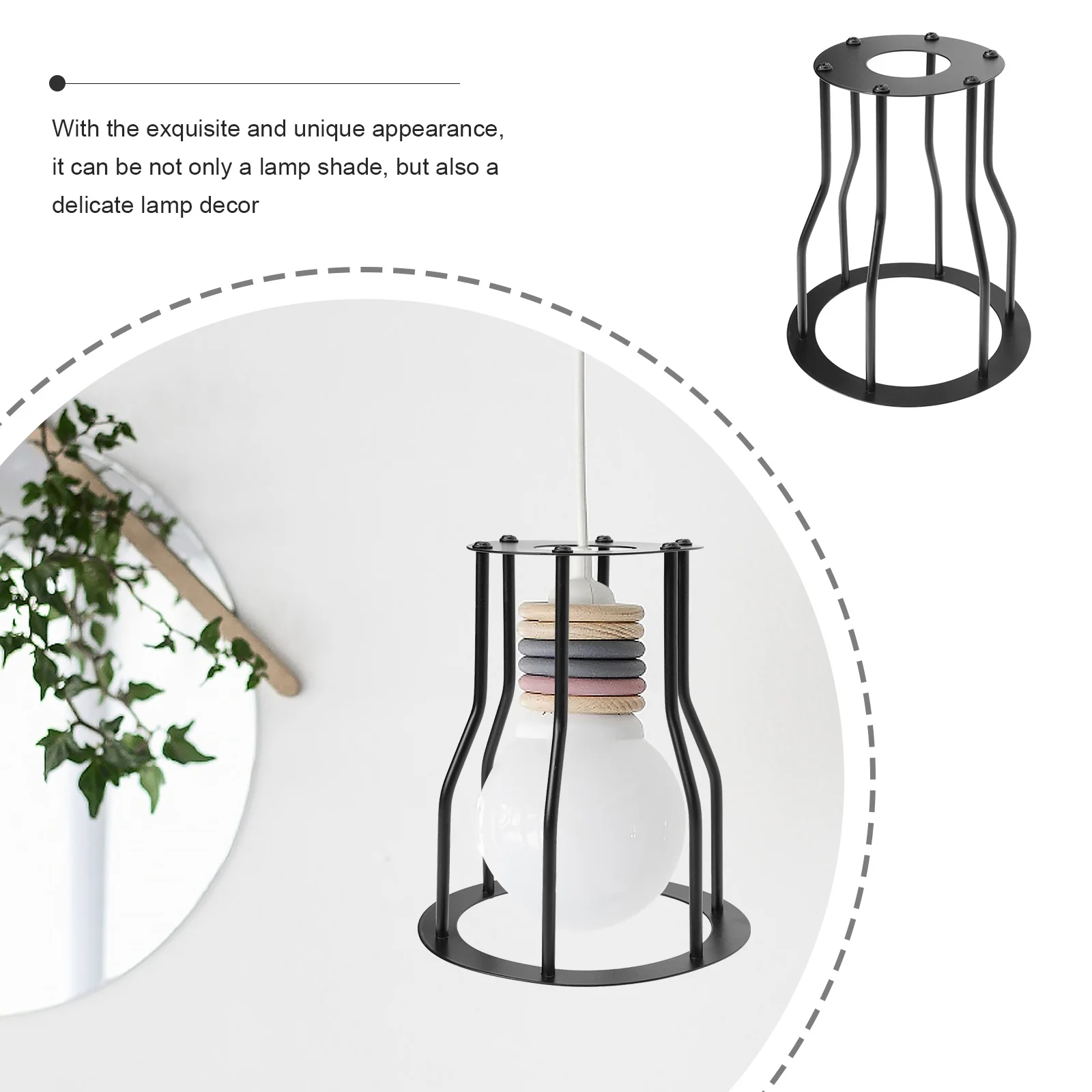 

Vintage Ironwork Single Wire Pendant Lampshade Retro Ceiling Lamp Cover Wrought Iron Art Hanging Light Protection Shell