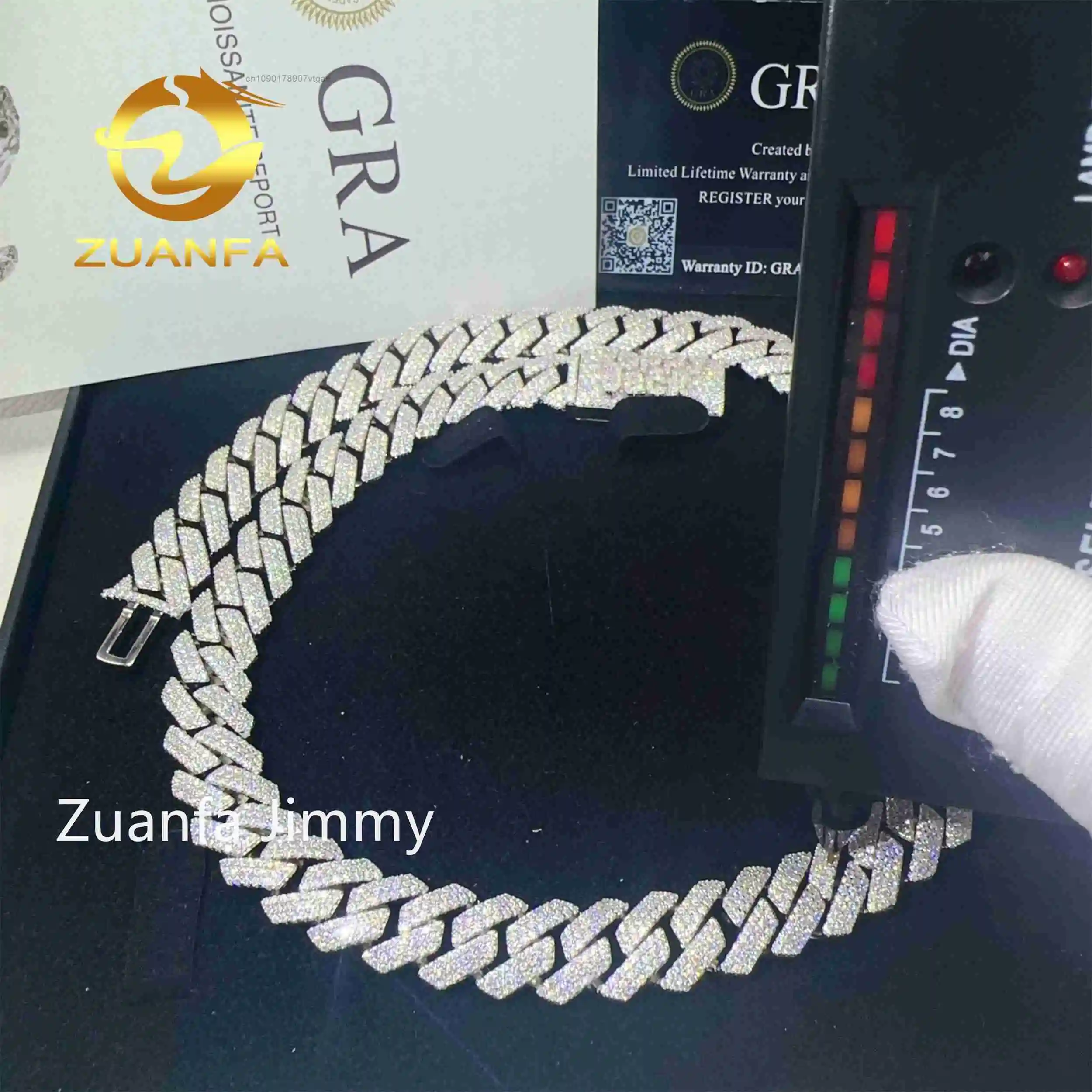 Hip Man Hop Jewelry 925 Sterling Silver 14mm 3Rows Iced Out VVS1 Moissanite Diamond Custom Name Lock Miami Cuban Bracelet.