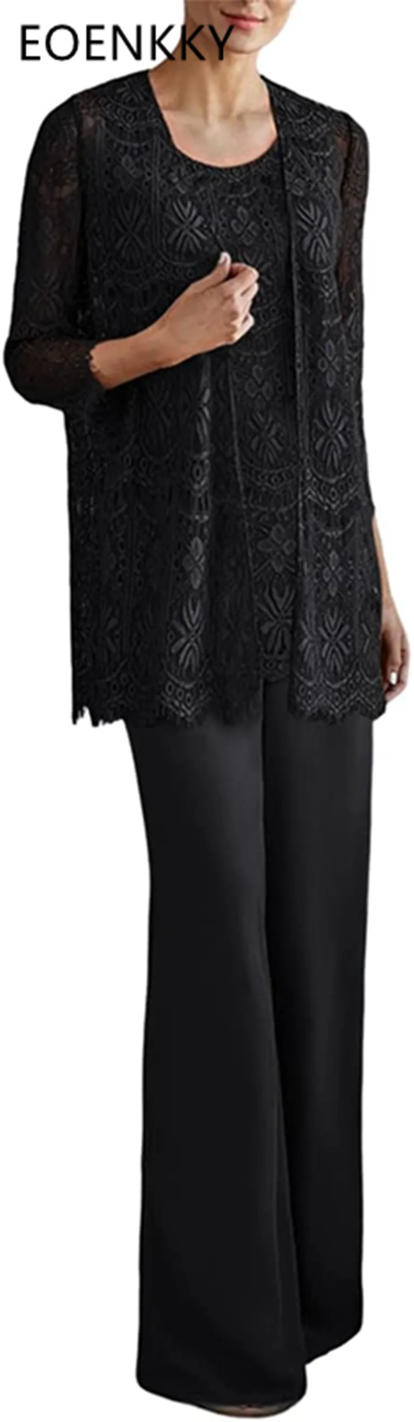 

Mother of the Bride Dresses Lace 3-piece Set Mom Set Long Pants Jacket Elegant Wedding Guests Dresses for Women Customized