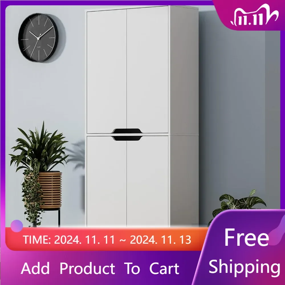 

71" Tall Kitchen Pantry Cabinet,4 Doors Freestanding Cupboard Cabinet,Larder Cupboard with Adjustable Shelves, Hutch Cabinet