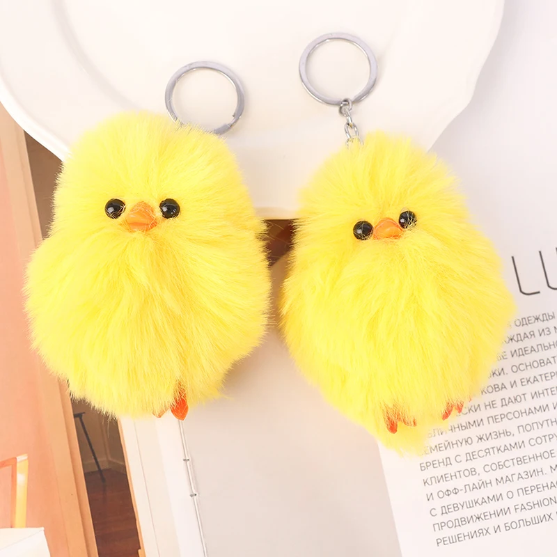 2Pcs Easter Chick Keychain Plush Chicken Keyring,Yellow Chick Easter Party Decor