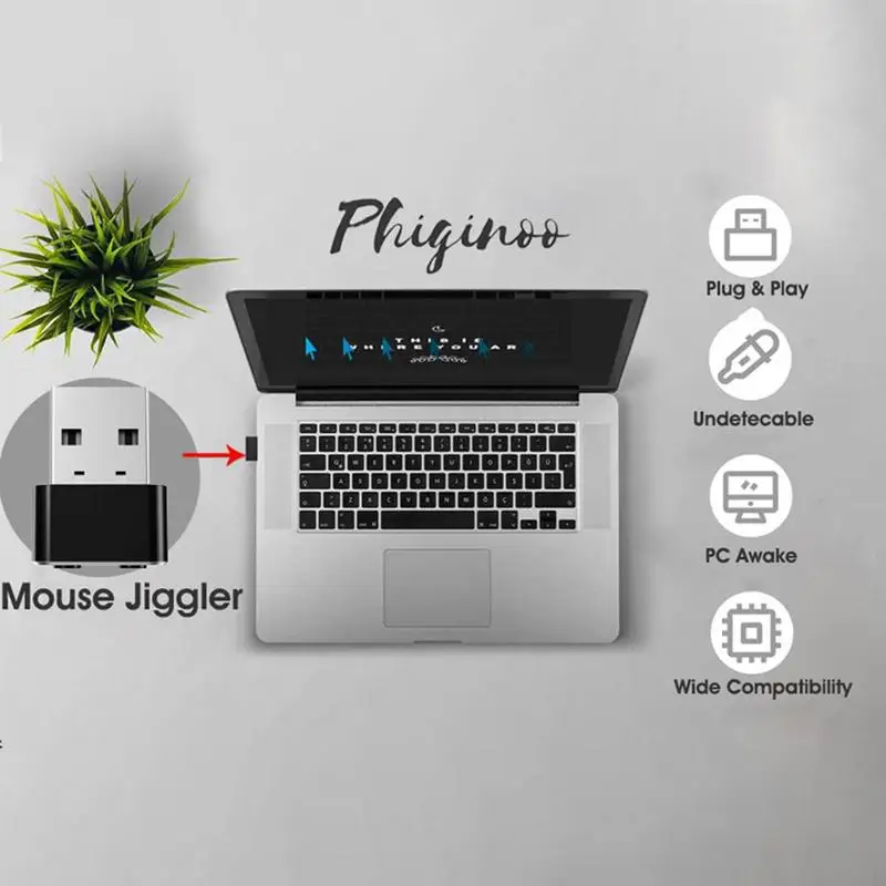 Jiggler Mouse Mover Undetectable Mouse Mover with Buttons Two-Mode Mouse Shaking Device Driver-Free Plug-and-Play Keeps PC Awake