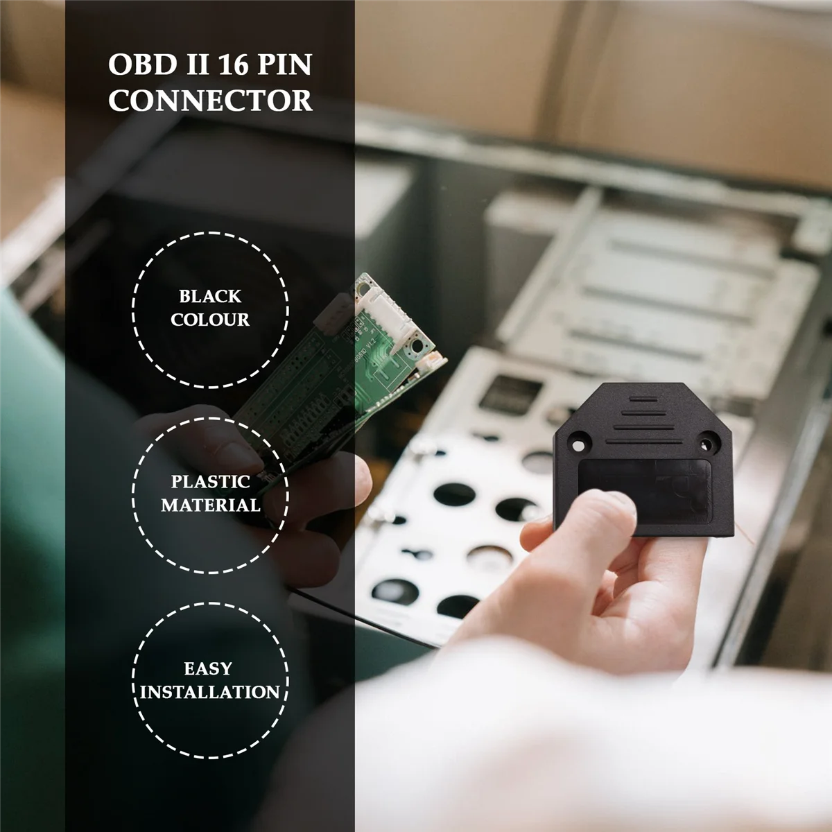OBD2 OBD II 16 pin connector socket Diagnostic Tool Adapter OBD connector + Enclosures + Terminal + screws