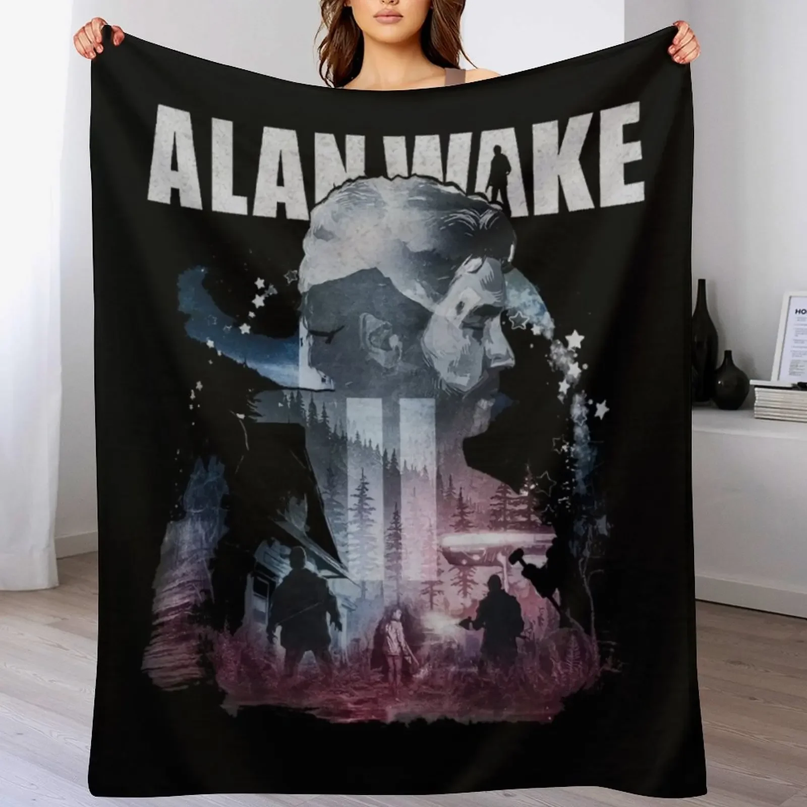 

Alan Wake Throw Blanket Plaid on the sofa For Decorative Sofa blankets and throws Travel Blankets