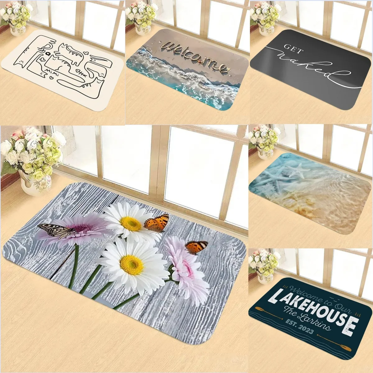 Gänseblümchen-Druck, Küchenteppich, Wohnzimmer, Esszimmer, Waschküche, Bodenmatte, Balkon, Flur, rutschfeste Fußmatte