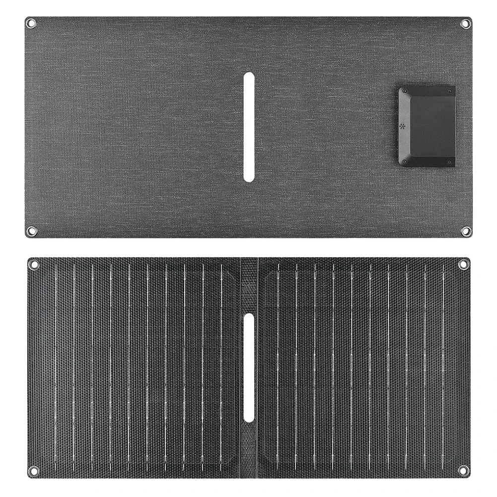 Painel solar portátil de 24w com saídas USB-C USB-A painel solar dobrável painel de carregamento solar para banco de potência do telefone pequeno ventilador