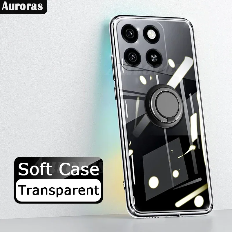 

Auroras For ZTE Blade A35 4G Case Transparent Soft Silicone With Ring Shockproof Full Coverage Shell For ZTE Blade A55 4G Cover