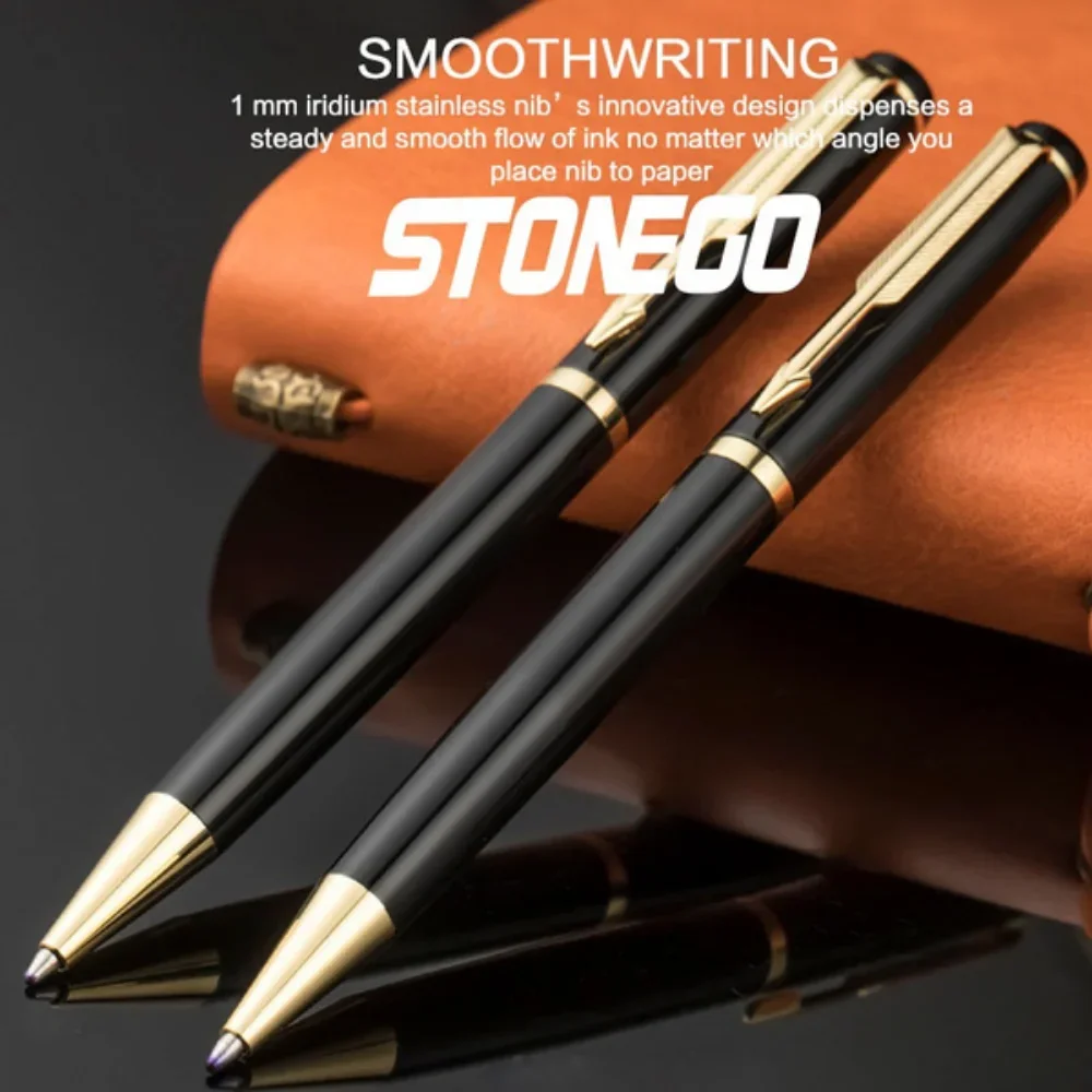 STONEGO Capless Metal Chrome Twist Ballpoint Pen , Elegant Signature Pen Gift Pens for Men Women