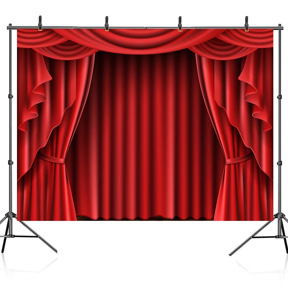 Bonvvie Photography Backdrops Red Blue Curtain Stage Light Baby Birthday Party Decor Photocall Background Photozone Photo Studio