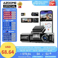 AZDOME Dash Cam M550 4K + 1080P GPS incorporado WiFi cámara de salpicadero de coche parte delantera interior trasera 3 vías IR visión nocturna coche DVR soporte cámara trasera