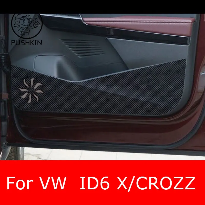 

Carbon Fiber Leather Car Door Mats Anti-kick Mat For Volkswagen Vw Id.6 Id.6x Crozz 2021 2022 2023 2024 Storage Pad Accessories