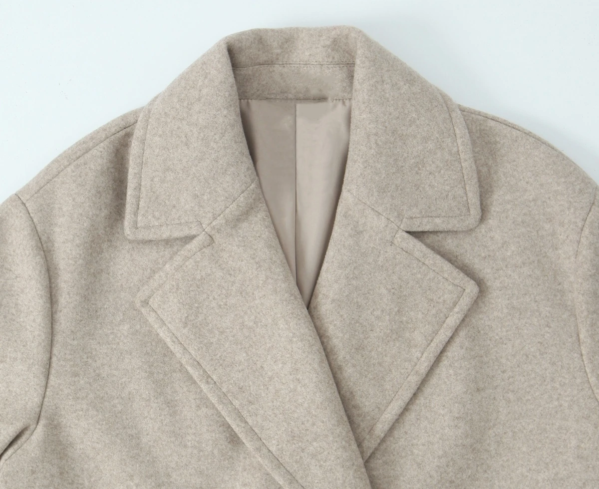 RZRA original 2024 winter new women\'s clothing temperament versatile soft loose lapel long-sleeved woolen coat jacket