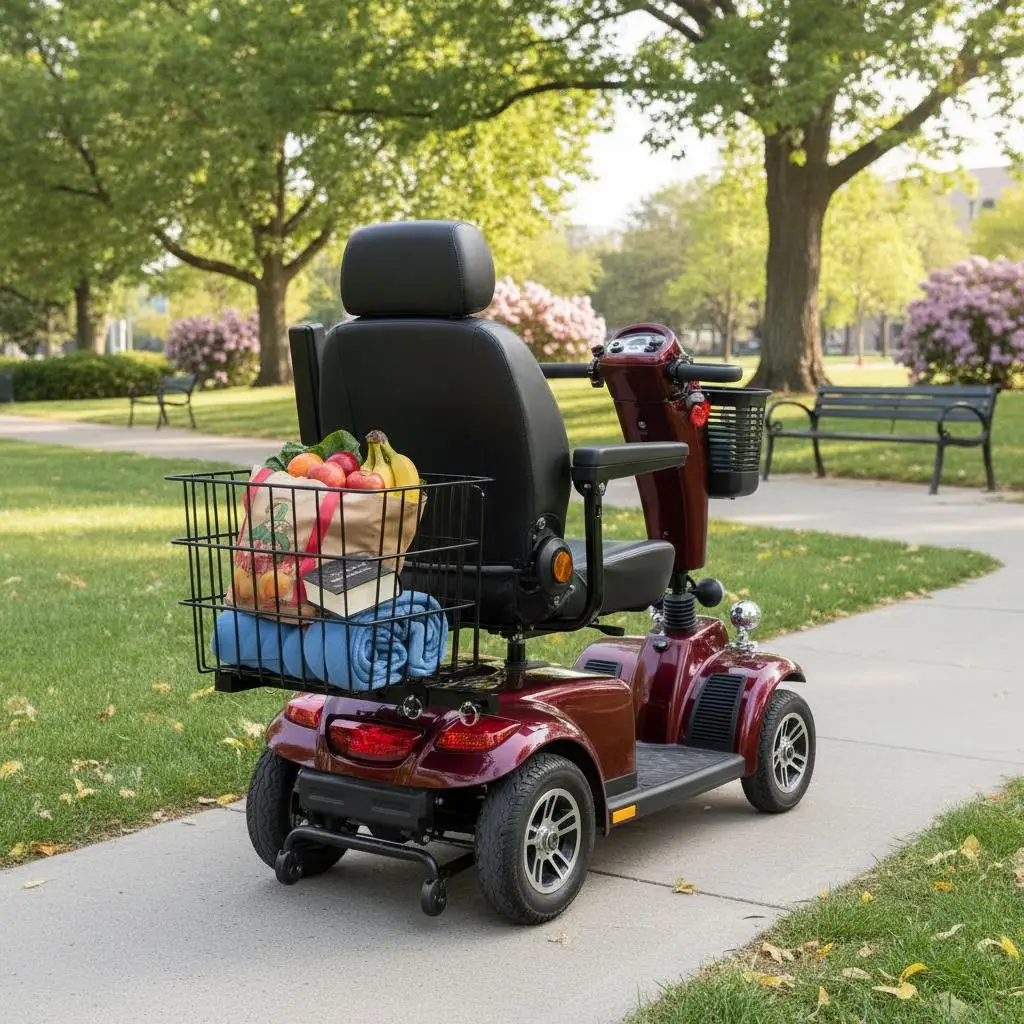 

Задняя корзина для скутера 12x8x6 для городских поездок, покупок и выполнения поручений, прочная металлическая проволочная конструкция, усиленная ручка, высокая вместимость.