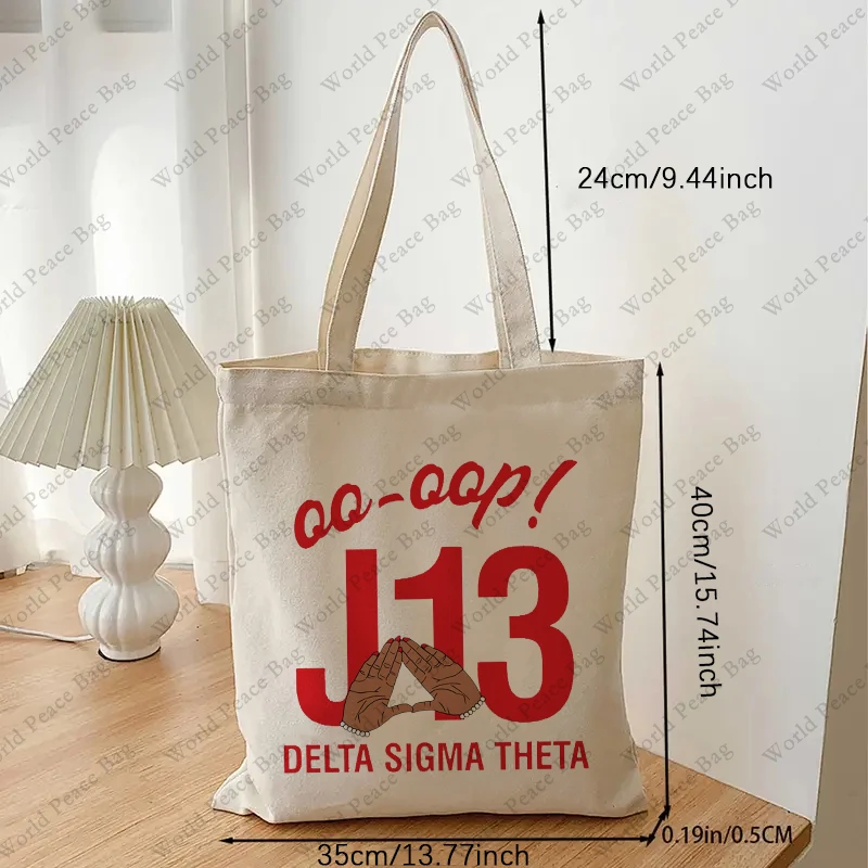 1pc Delta Sigma Theta Sorority, January 13 Founders Day pattern Tote Bag Canvas Shoulder Bag For Travel Daily Commute Women\'s