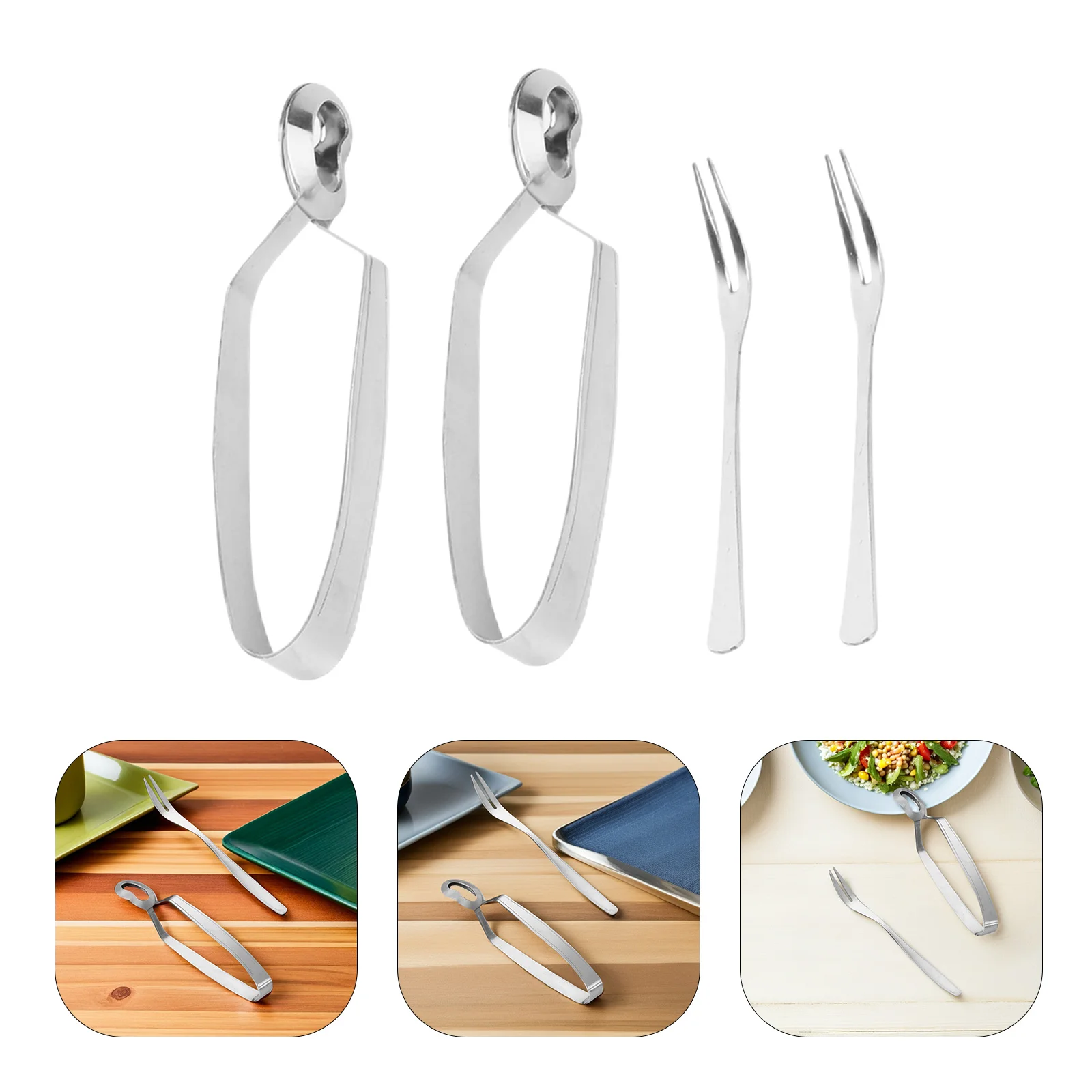 

4Pcs Stainless Steel Snail Tongs High Strength Heat Resistance French Baked Snails Fork Set Snail Tong and Fork