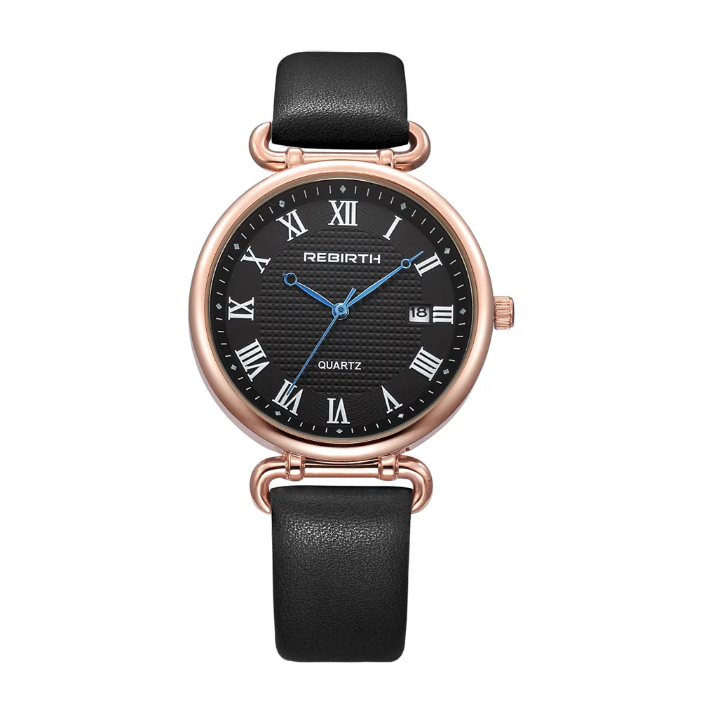 ساعة كوارتز نسائية من REBIRTH 066 بمقياس روماني ومينا أنيقة ومخصصة للسيدات