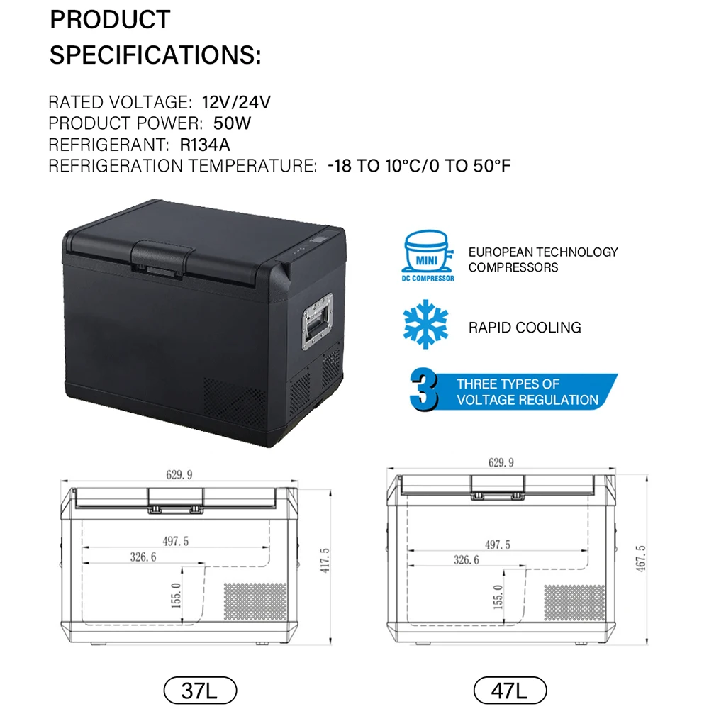 Factory supply car fridge portable freezer 12v 24v portable refrigerator camping car fridge for outdoor