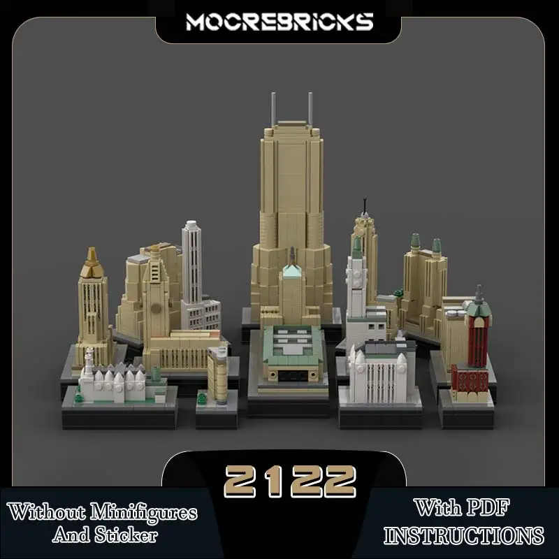 MOC-143122 Decorative Art Package Model Building Block Skyscraper Architecture Assembly DIY Creative Bricks Children's Toy Gifts