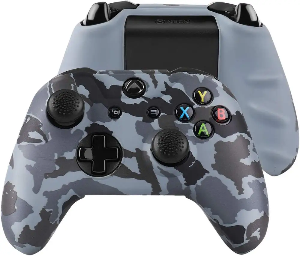 ZOMTOPซิลิโคนป้องกันกรณีผิวสำหรับXbox One X S Controller Protector Water Transferการพิมพ์CamouflageฝาครอบGrips Caps