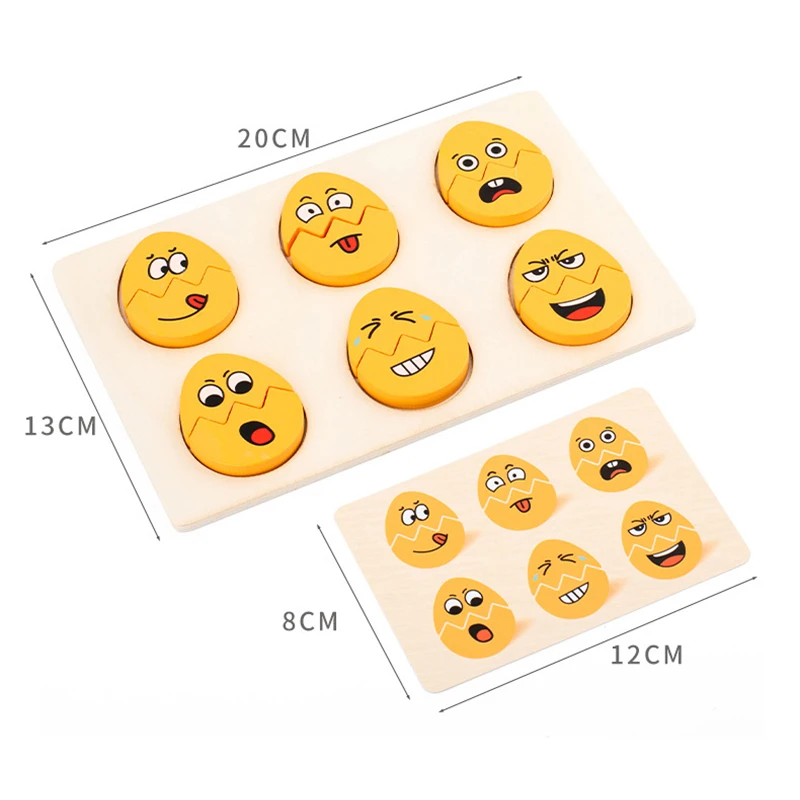 Puzzle d'éducation précoce pour enfants, jouets en bois, jeu de correspondance d'expression, blocs de construction interactifs pour enfants