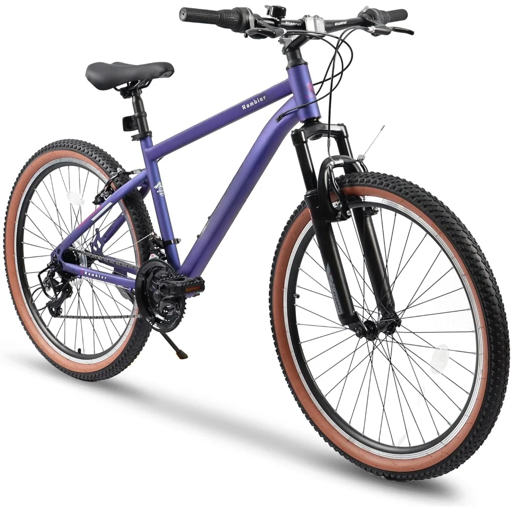 26 inch women's men's mountain bike, 21 speed carbon steel, front suspension bike, for off-road snow