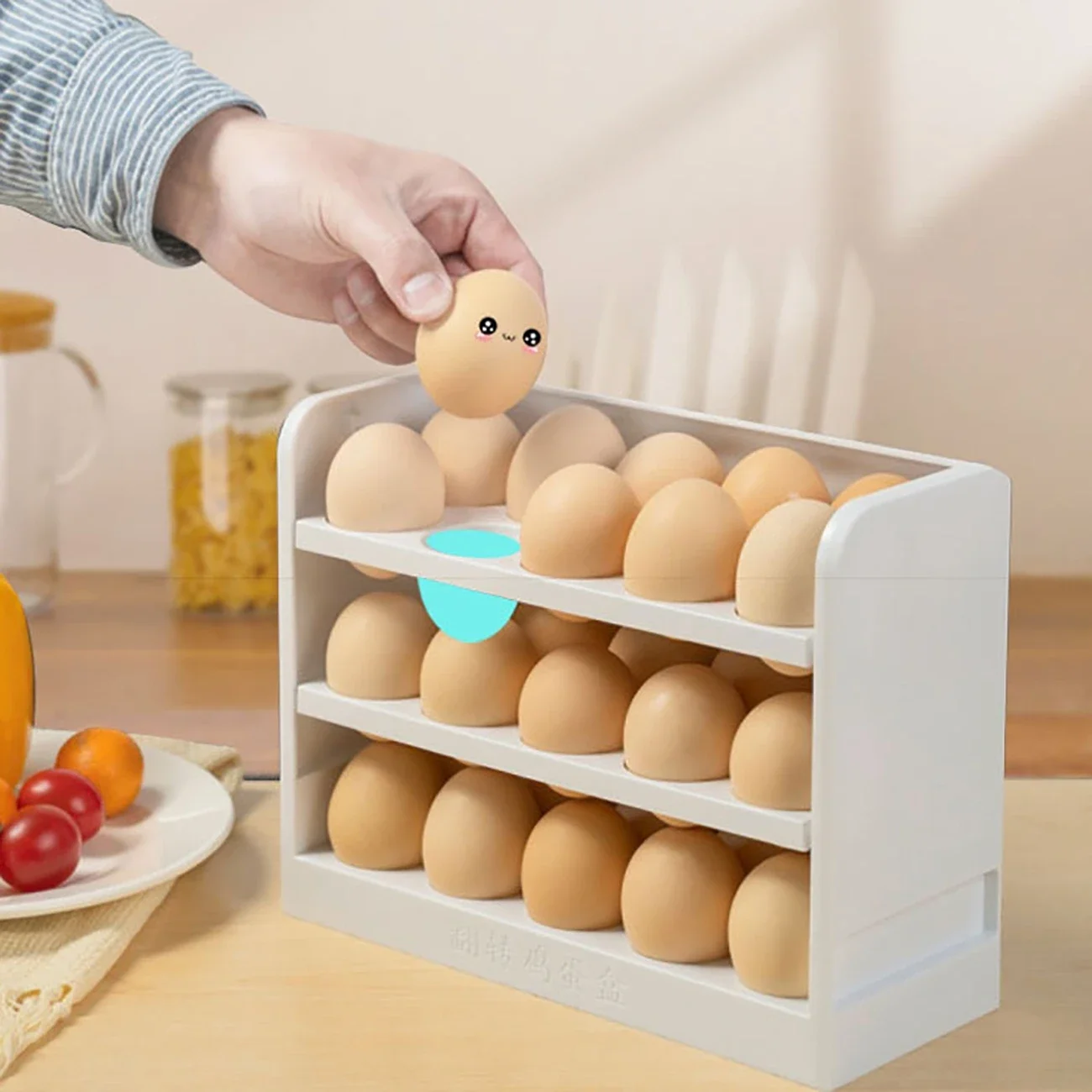 Egg Storage Box Fridge Organizer Container Household Kitchen Egg Food Storage Space Saver Container Flip Box