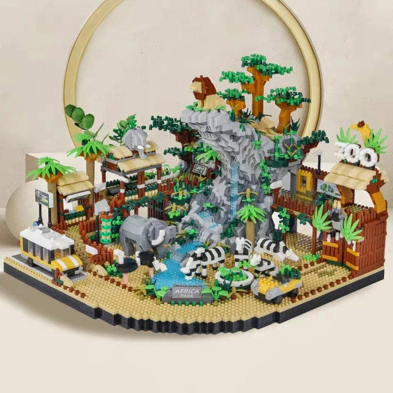 Lhcx 823 Welt architektur Afrika Park Wüste Zoo Löwe Elefant Zebra Tier DIY Mini Diamant blöcke Ziegel Gebäude Spielzeug keine Box