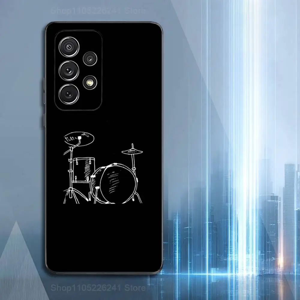 Black White Art Drum Phone For Samsung S25,S10,S20,S10,S21,S9,S24,S23,Ultra,FE,Plus,Lite,Soft Silicone Black Cover
