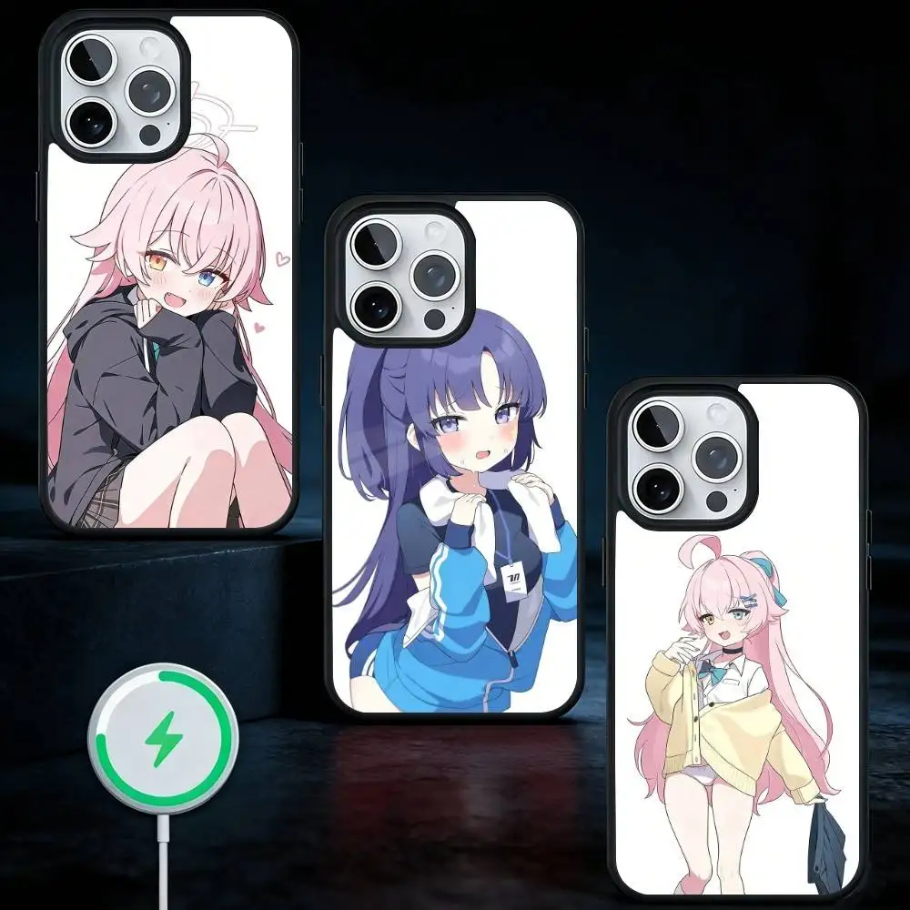 

B-Blue Archive Phone Case For iPhone17,16,15,14,13 Plus,Pro Max Magnetic For Magsafe Wireless Charging