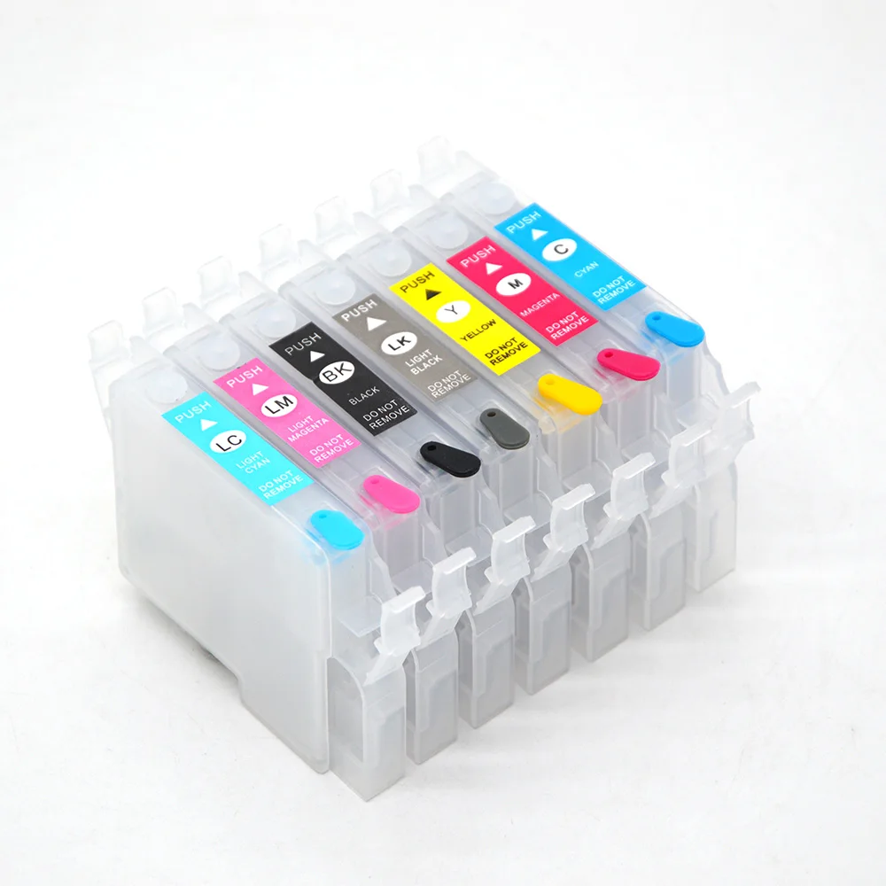 

7Pcs/Set for Epson Stylus Photo 2100 2200 Empty Ink Cartridge T0341-T0347 with Reset Chip