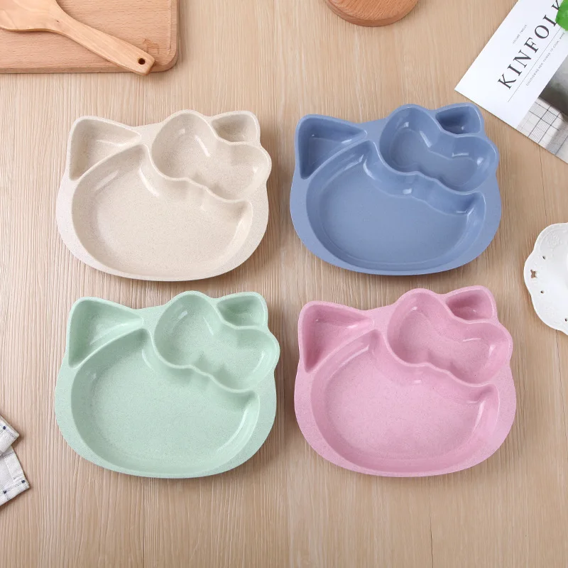 

Hello Kitty Plate Cute Cartoon Anime Wheat Straw Furniture Decoration Rice Salad Bowl Dormitory Kitchen Supplies Gift Wholesale