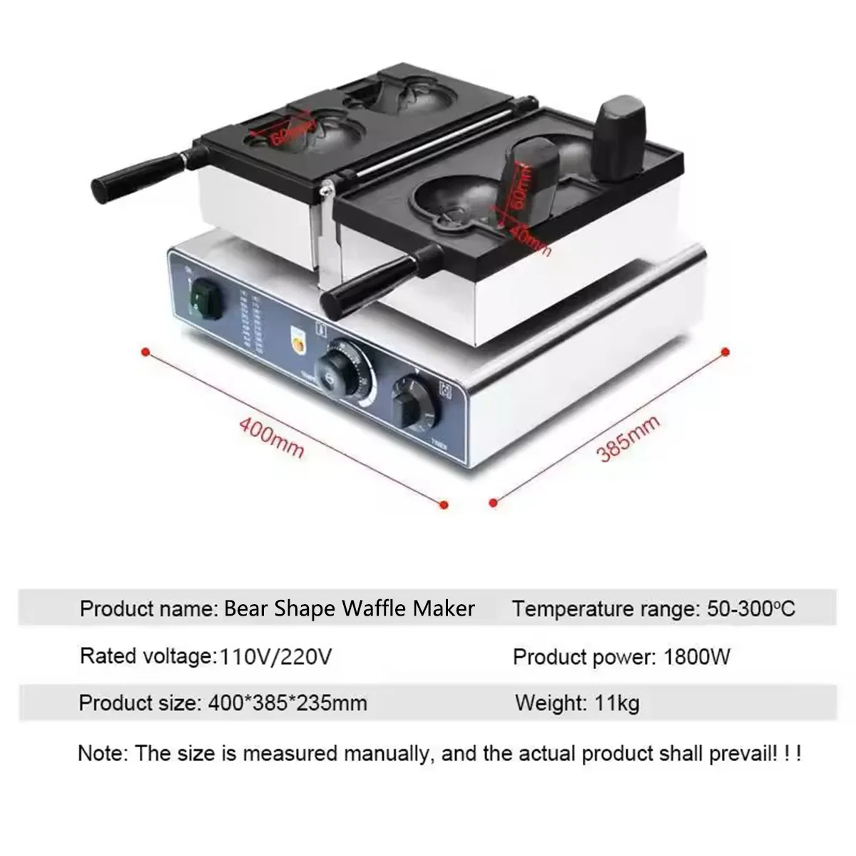 قطعتان من صانعة الوافل على شكل دب، خباز مخروطي آيس كريم تاياكي برأس واحد للكعك والوجبات الخفيفة، أداة حلوى غير لاصقة يمكنك صنعها بنفسك #6