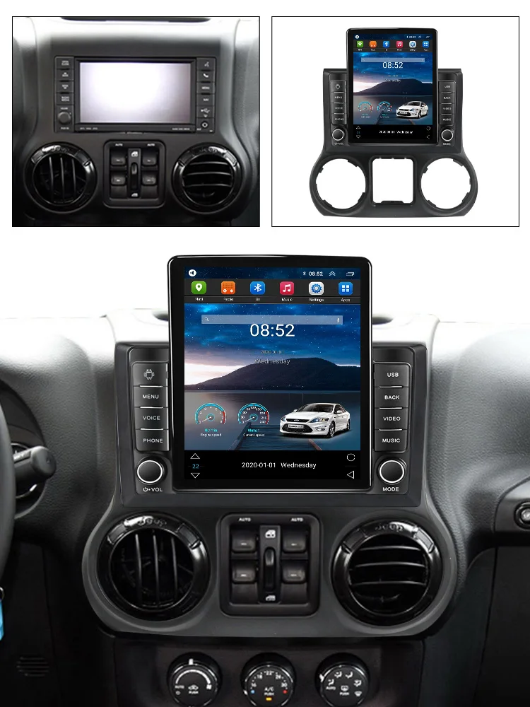 MEKEDE 2 Din Auto Electronics for WRANGLER 2011-2016 Car Radio Navigation Stereo Android Screen BT 1024*768 Car Video