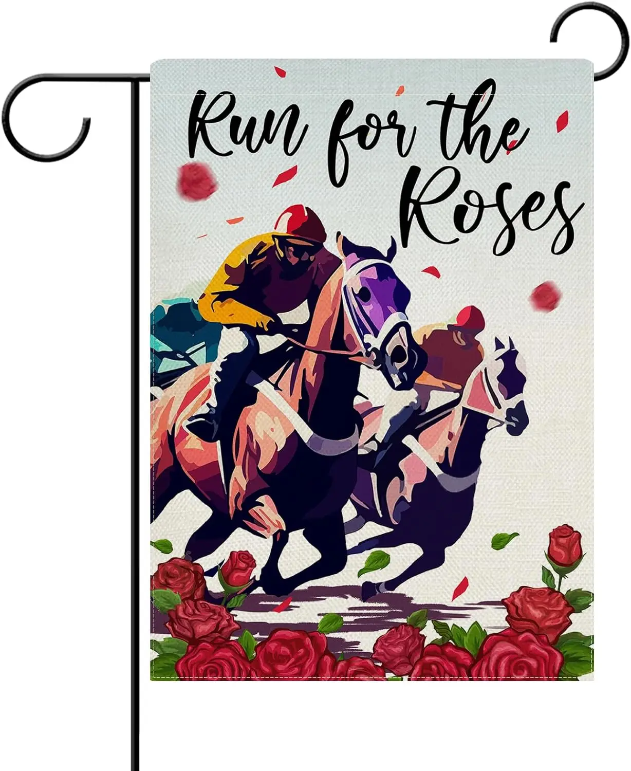 Dyrenson Kentucky Run for The Roses Horse Racing Decorative Garden Flag, Derby Jockey Yard Outside Home Decoration, Churchil zzo