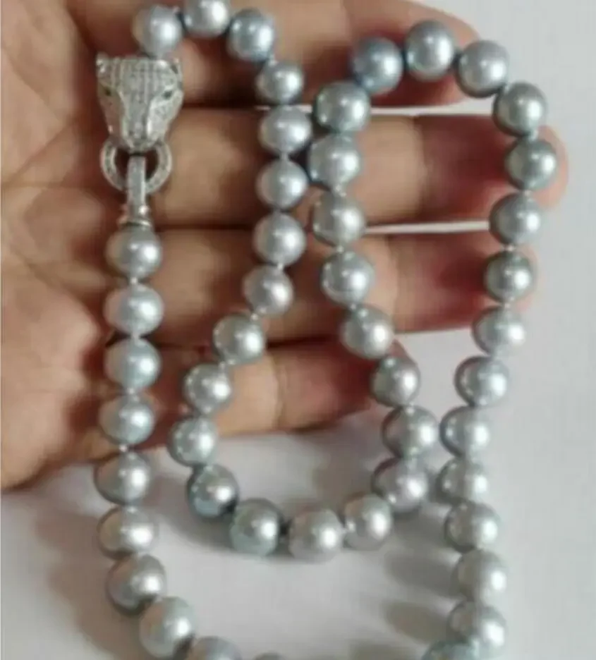 

Fashion jewelry elegant 10-11mm south sea round silver grey pearl necklace