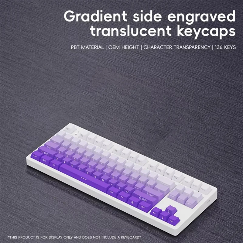 A42Z-136 Keys OEM-Profile PBT Keycaps Gradient Translucent Side Engraved Key Caps For Gaming Mechanical Keyboard