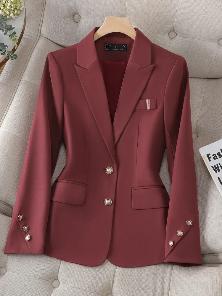 Women Suit 1 Piece Formal Blazers Business Work Wear Coats Ladies Black Khaki Red Solid Female Slim Jacket For Autumn Winter