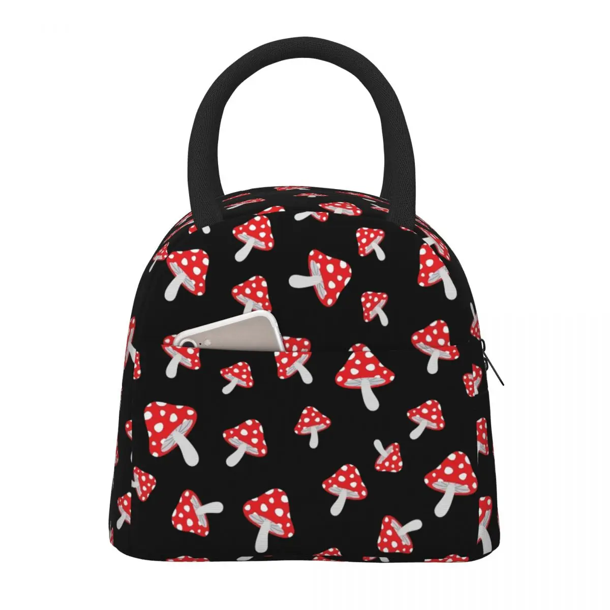 Cute Cartoon Forest Mushrooms Lunch Bag Women Insulated Kawaii Portable Reusable Waterproof Cute Lunch Bags for Women