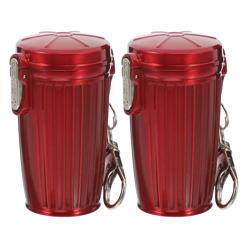 

2pcs Portable With Lid Mini Pocket With Keychain Reusable Travel Ashtray For Car Outdoor Camping Picnic Smoke Extinguishing