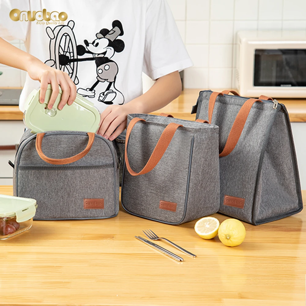 

Insulation bento lunch box bag men grey aluminum foil refrigeration Chinese food camping picnic women lunchbox bags