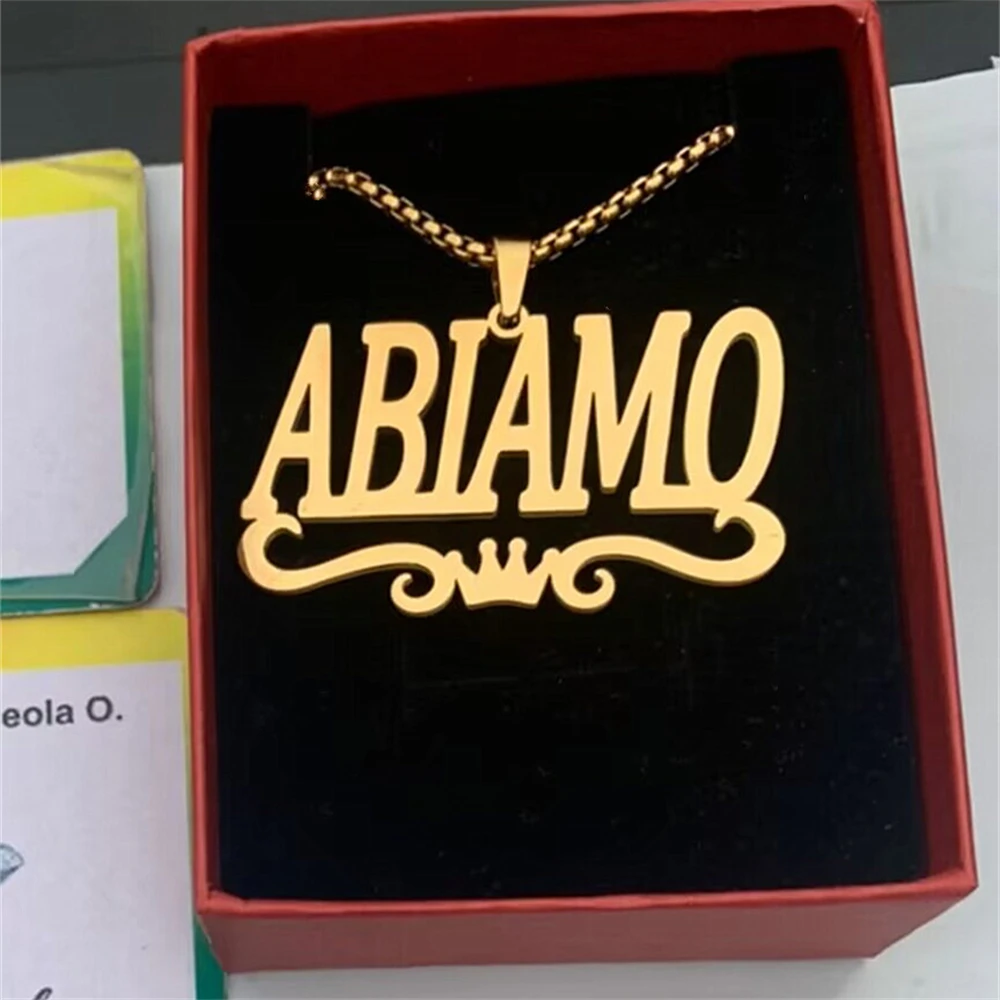 Block Name with Heart Necklace Custom Jewelry for Women Men Personalized Nameplate Gold Plated Chain Choker Bijoux Collier