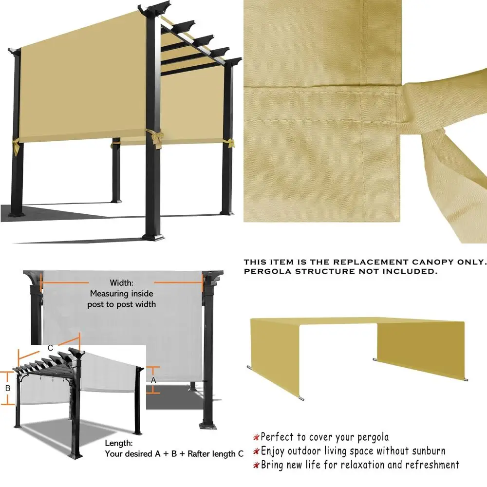 

Универсальный сменный водонепроницаемый навес для перголы — длина 14 футов x шириной 8 футов, песочный цвет