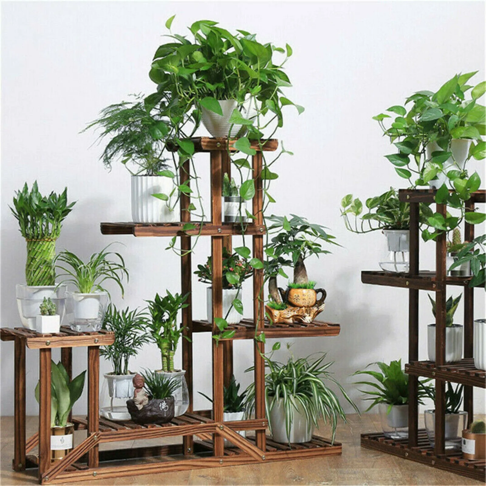 US Multi story wooden flower rack, plant , wooden rack, bonsai display , indoor-