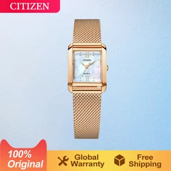 CITIZEN Original  Japan Watch  Girlfriend Light Kinetic Square Stainless Steel Fashion Business Casual Women's Watch Quicksand