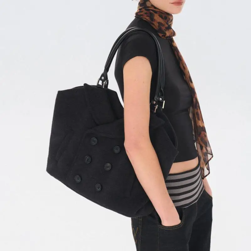 Autumn / Winter Fashion New Item Original Design Woolen Coat Jacket Styling Design Large Capacity Single Shoulder Tote Bag Trend