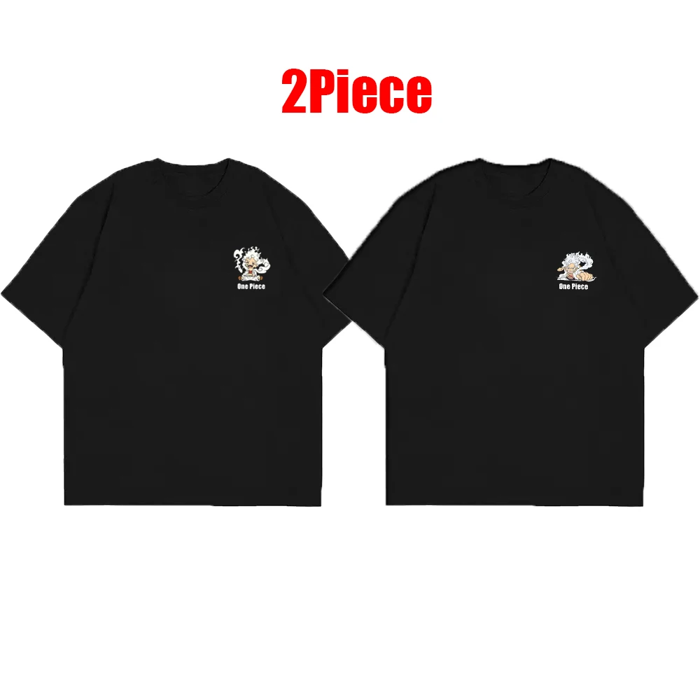 2-piece Set Anime One Piece  Mini Graphic Print Cotton T-shirt Men Women Child Short Sleeve Tee Harajuku Y2K Parent-child Tops