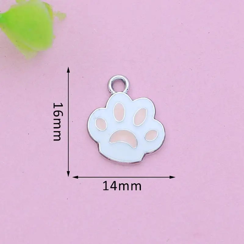 10Pcs Gold Plated Pink Enamel Dog Paw Footprint Charm for Jewelry Making - Image 4
