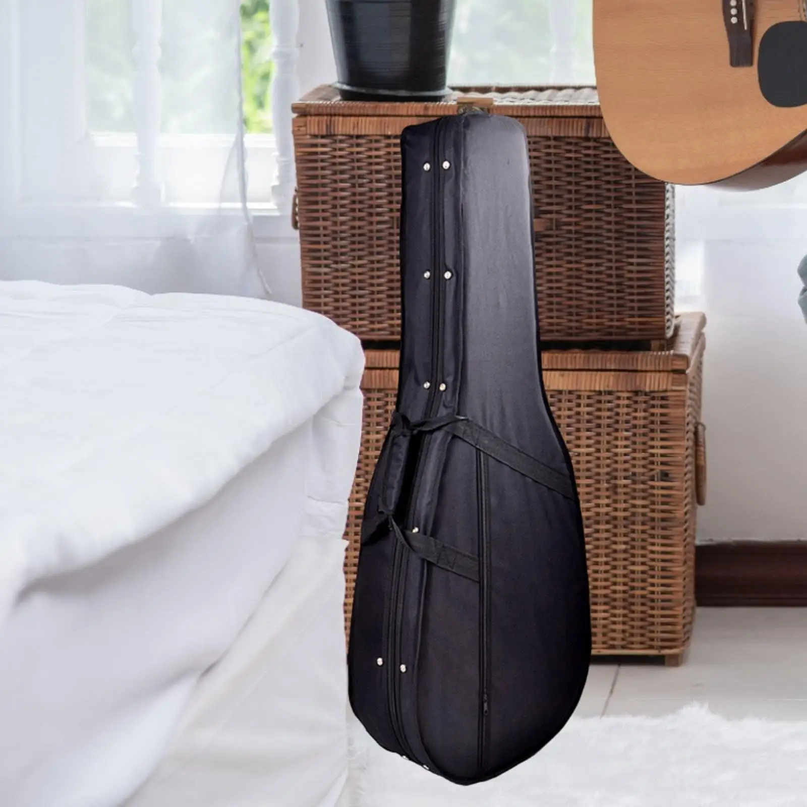 Folk Electric Guitar Hardcase Side Handle Portable Gig Case Travel with Foam Lining Waterproof Guitar Hard Box Adjustable Strap