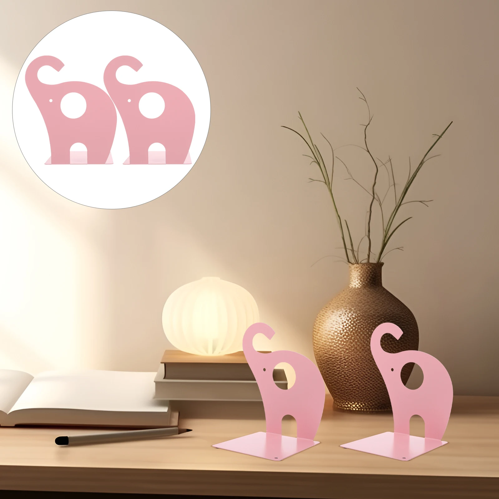 

1 Pair Metal Bookends Decorative Holder For Home Office Library Bookshelf Organizer Accessories Multi-Function Book Stands
